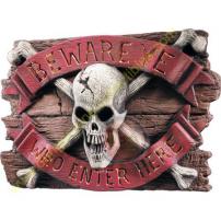 Skull "Beware Ye Who Enter Here" Door Sign by Rubie's.
