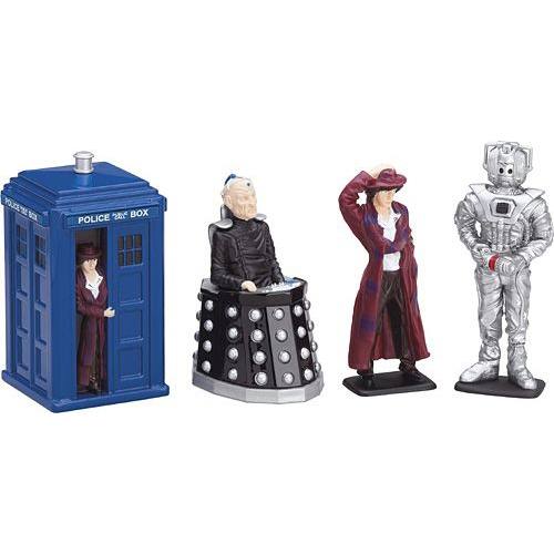 Doctor Who The Doctor, Tardis, Cyberman & Davros 4pc Set
