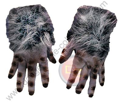 Grey Hairy Adult Soft Skin Rubber Monster Hands by Rubie's