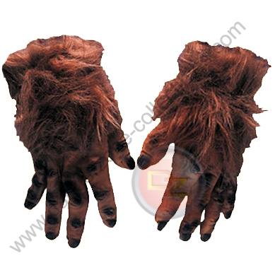 Brown Hairy Adult Soft Skin Rubber Monster Hands by Rubie's